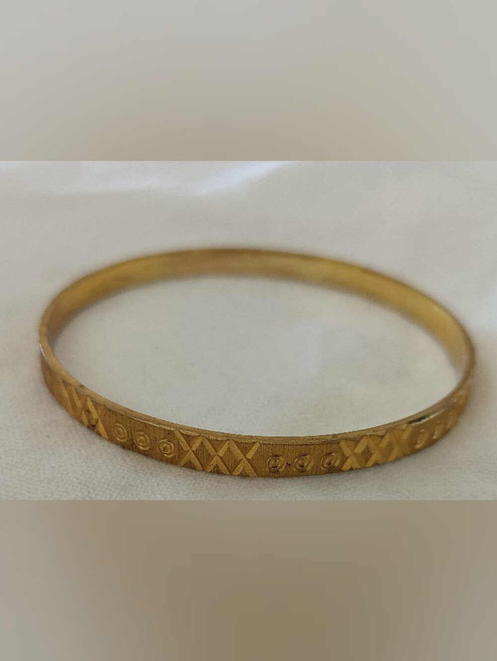 Gold Textured Slim Bangle Bracelet for Women